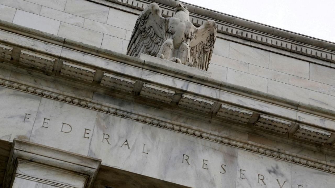 An eagle tops the Federal Reserve building's facade in Washington, July 31, 2013. Credit: Reuters Photo