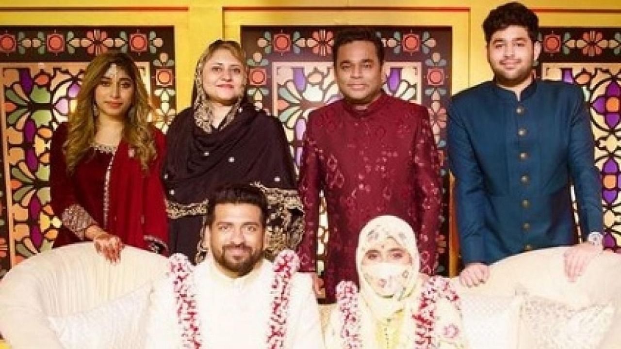A R Rahman took to Instagram and posted a family picture with the couple. Credit: IANS Photo