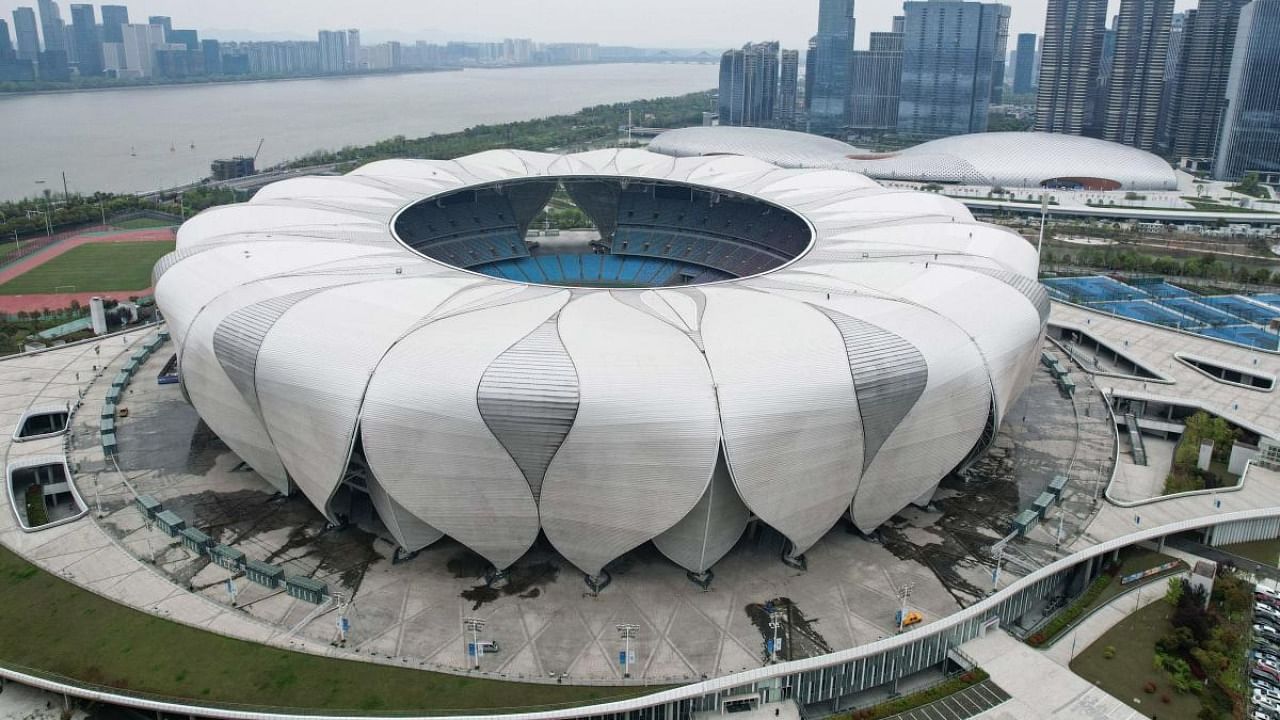 This file photo taken on April 1, 2022 shows the Hangzhou Olympic Sports Centre Stadium , main stadium of the 19th Asian Games, in Hangzhou in China's eastern Zhejiang province. Credit: AFP Photo