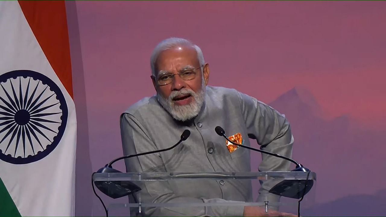 PM Narendra Modi addresses the Indian diaspora in Denmark. Credit: File photo/YouTube/Narendra Modi