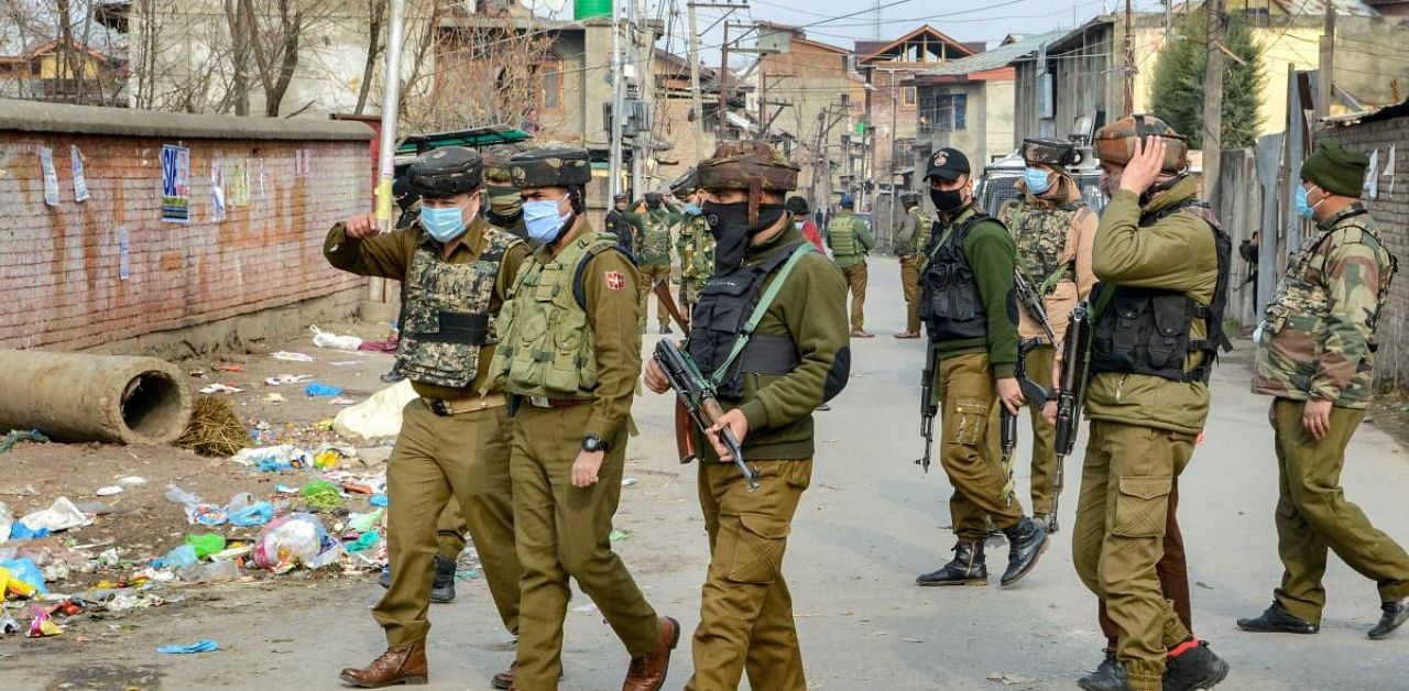 Based on specific input about the presence of terrorists in Srichand Top forest area in Pahalgam area of Anantnag, security forces launched a cordon-and-search operation. Credit: PTI Photo