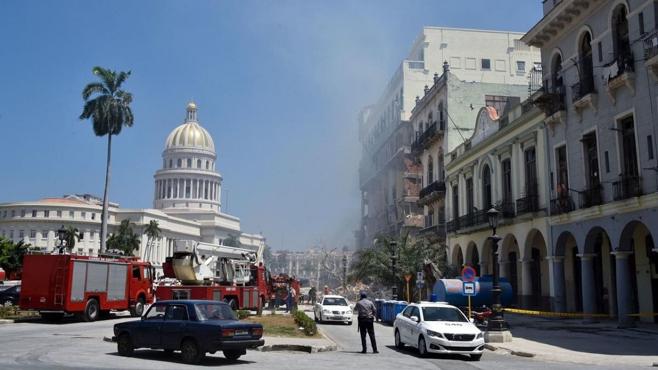 Rescuers work after an explosion in the Saratoga Hotel in Havana. Credit: AFP Photo