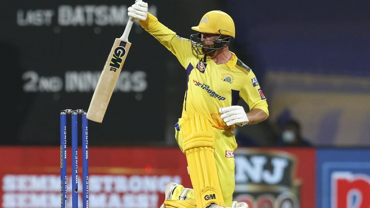 Devon Conway of Chennai Super Kings in action during the Indian Premier League 2022 cricket match between Chennai Super Kings and Delhi Capitals, at the DY Patil Stadium in Mumbai. Credit: PTI Photo