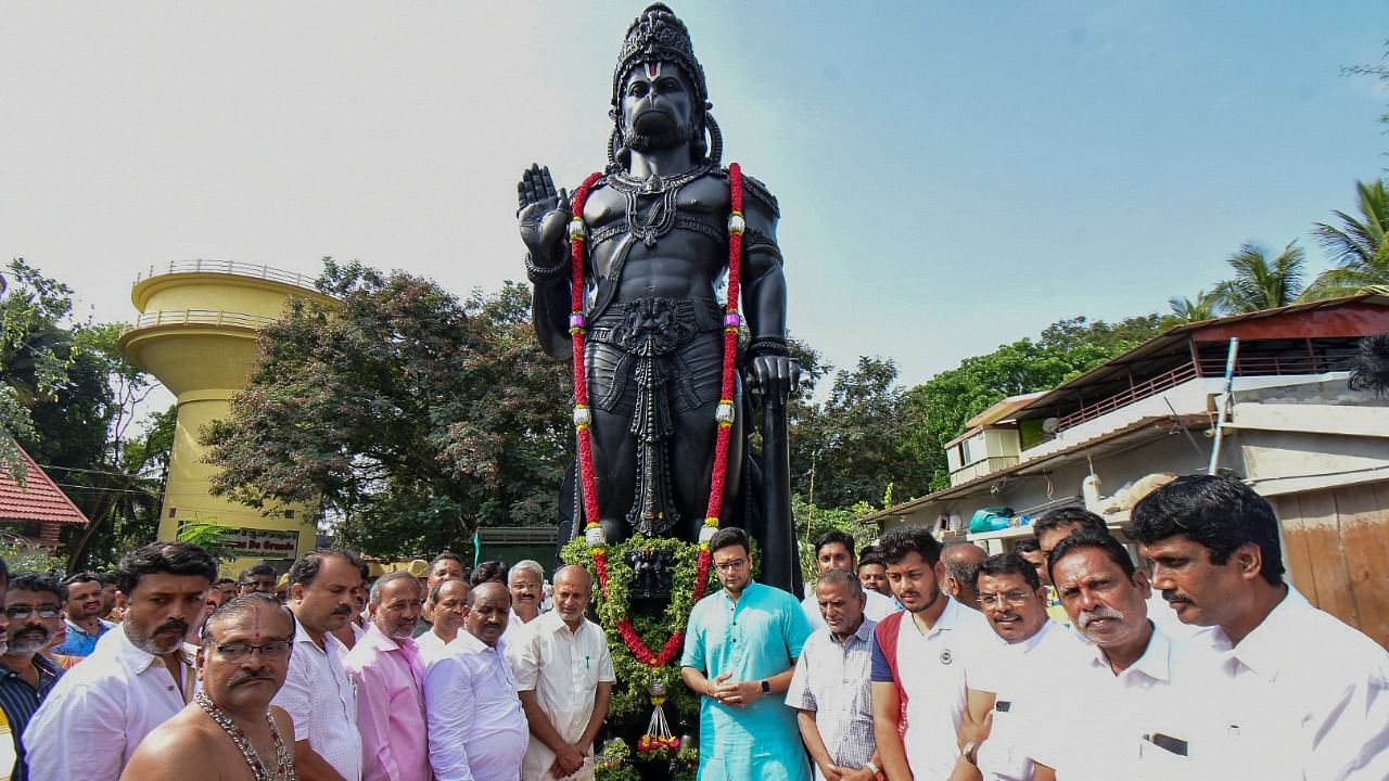 The 31-foot-tall statue of Lord Anjaneya. Credit: DH Photo