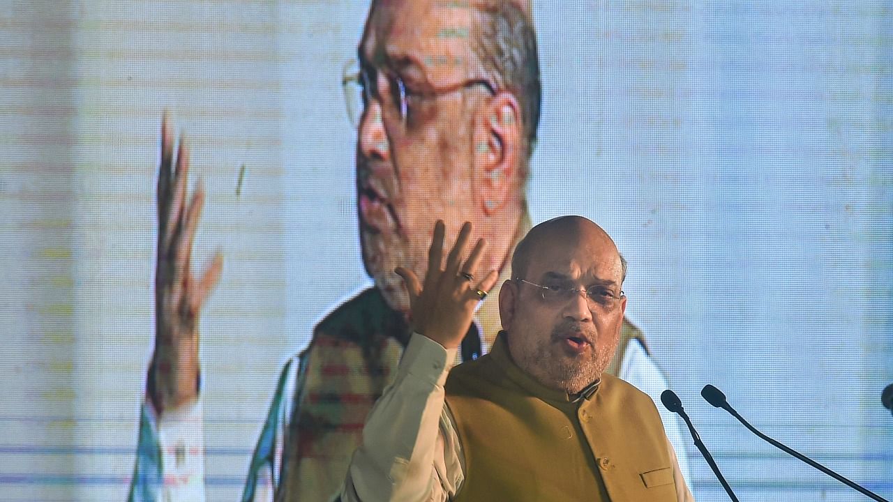 Union Home Minister Amit Shah addresses an event of the Ministry of Tourism, at Victoria Memorial in Kolkata. Credit: PTI Photo