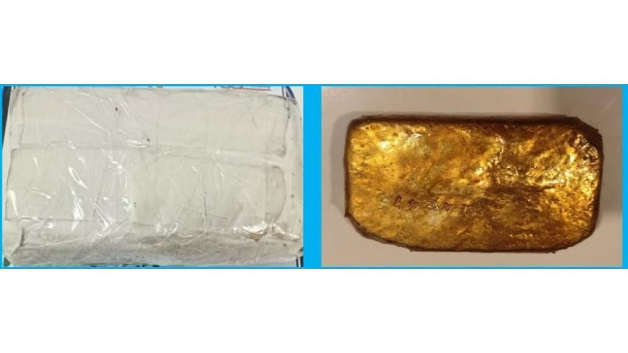 The men, both from Kozhikode, Kerala, had turned the yellow metal into a paste, packed it into pouches and concealed them in custom-stitched underwear. Credit: Special Arrangement