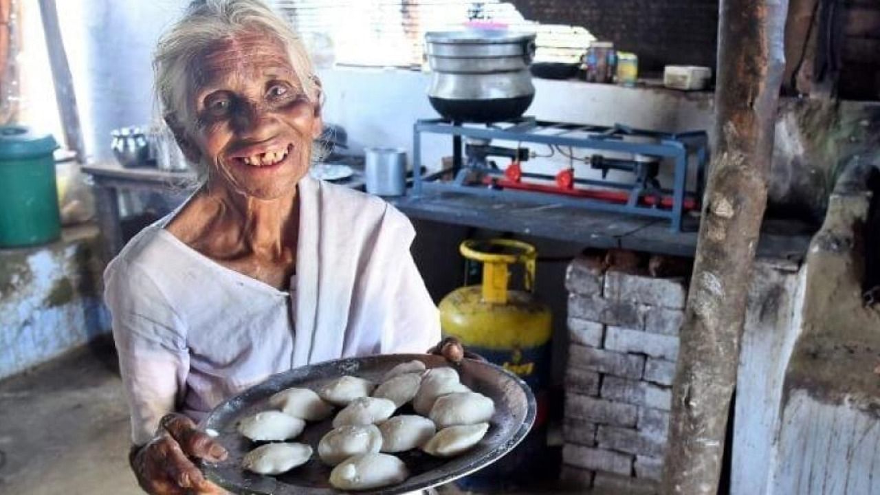 K Kamalthai aka 'Idli Patti'of Coimbatore who was gifted a home by Anand Mahindra, Chairman, Mahindra group. Credit: IANS Photo