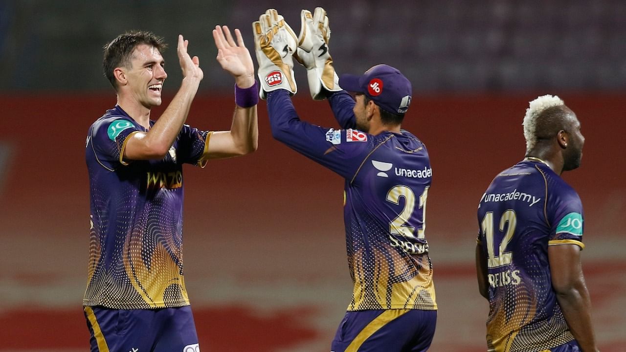 Australia fast bowler Pat Cummins took three wickets in one over to return figures of 3-22 as Kolkata moved from ninth to seventh in the 10-team table. Credit: Twitter/@IPL