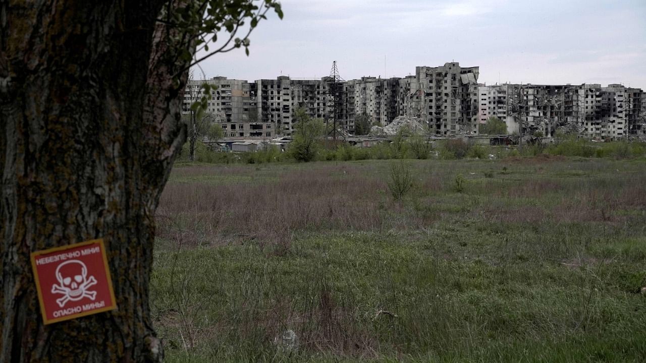 A view of the city of Mariupol on May 9, 2022, amid the ongoing Russian military action in Ukraine. Credit: AFP Photo