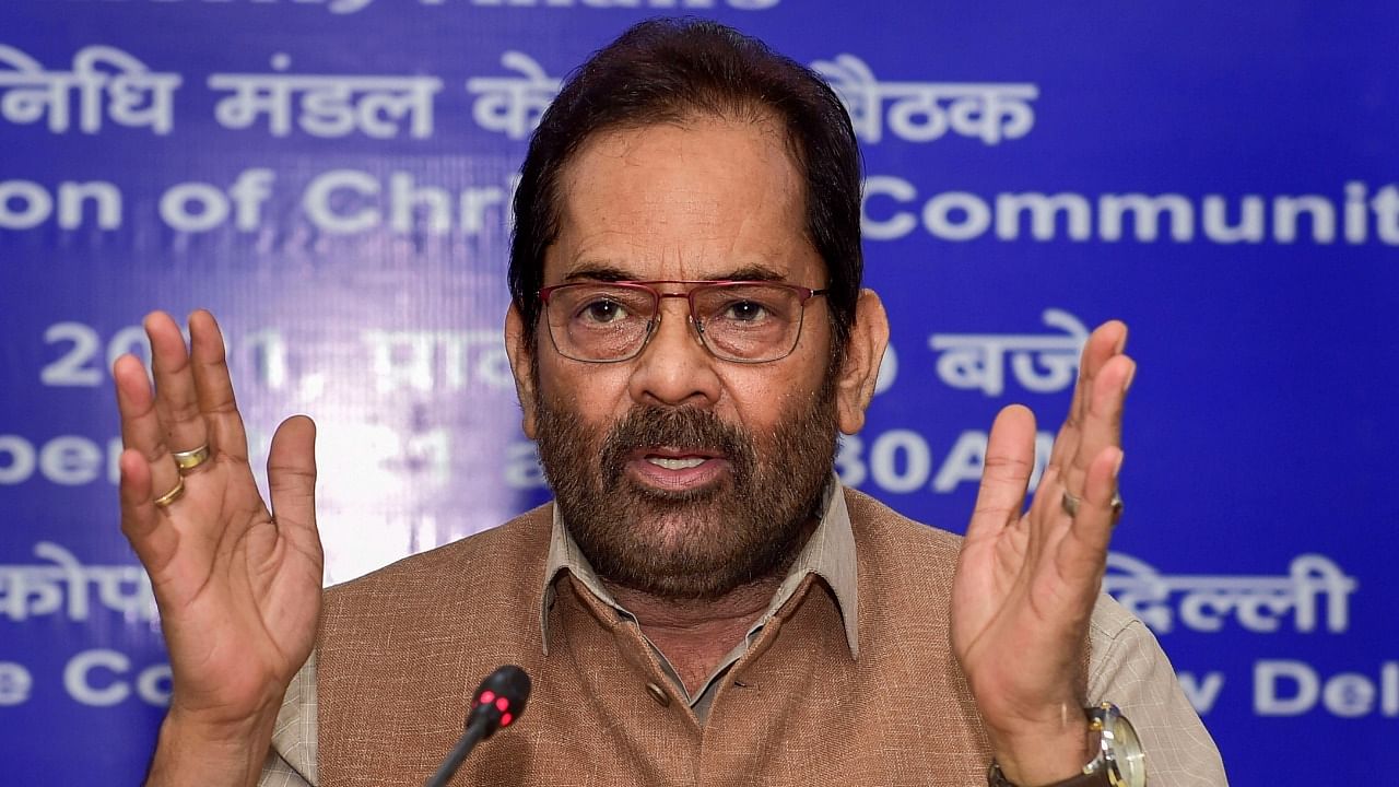 Union Minister for Minority Affairs Mukhtar Abbas Naqvi. Credit: PTI Photo