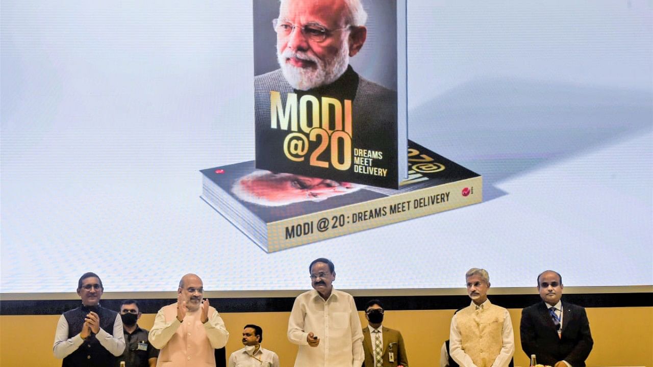Launch of book 'Modi@20: Dreams Meet Delivery’. Credit: PTI Photo