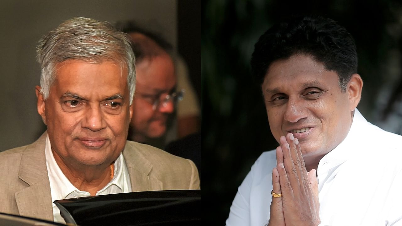Sri Lanka Opposition leaders Ranil Wickremesinghe (L) and Sajith Premadasa. Credit: AFP, Reuters Photos