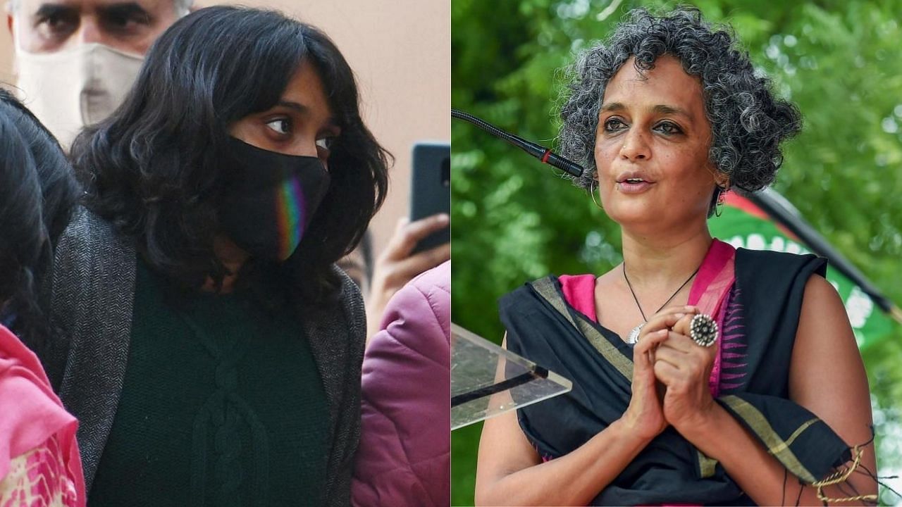 Environment activist Disha Ravi and author Arundhati Roy. Credit: AFP and PTI File Photos