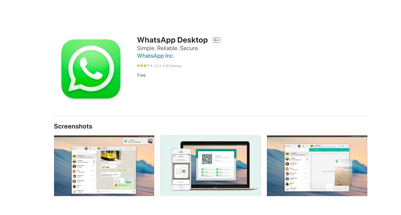 WhatsApp for Mac on Apple App Store (screen-grab)