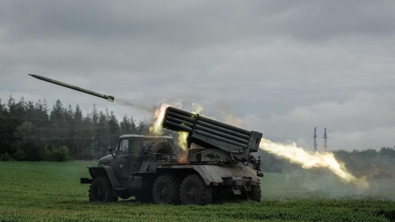 A rocket is launched from a truck-mounted multiple rocket launcher near Svyatohirsk, eastern Ukraine. Credit: AFP Photo