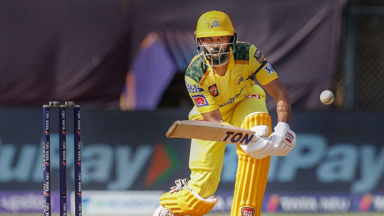 CSK's Ruturaj Gaikwad wears a black armband on his left arm to pay tribute to late Australian Andrew Symonds. Credit: PTI Photo