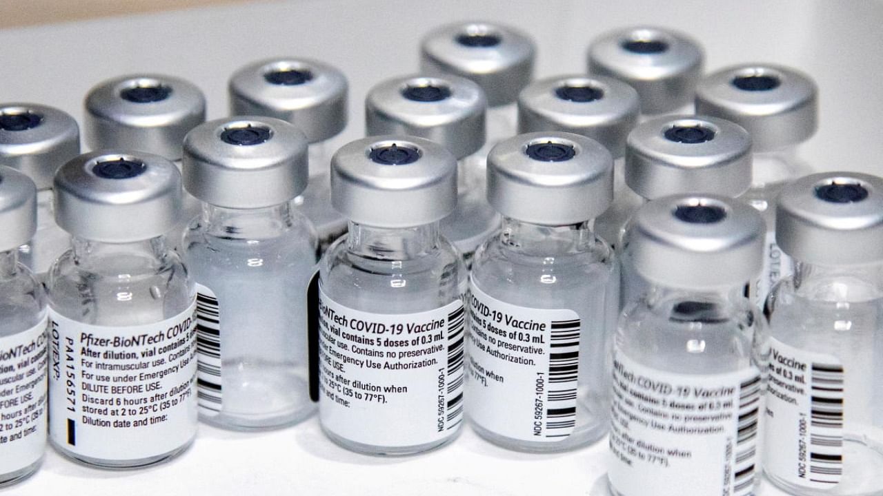 Empty vials of the Pfizer-BioNTech coronavirus disease (Covid-19) vaccine. Credit: Reuters Photo