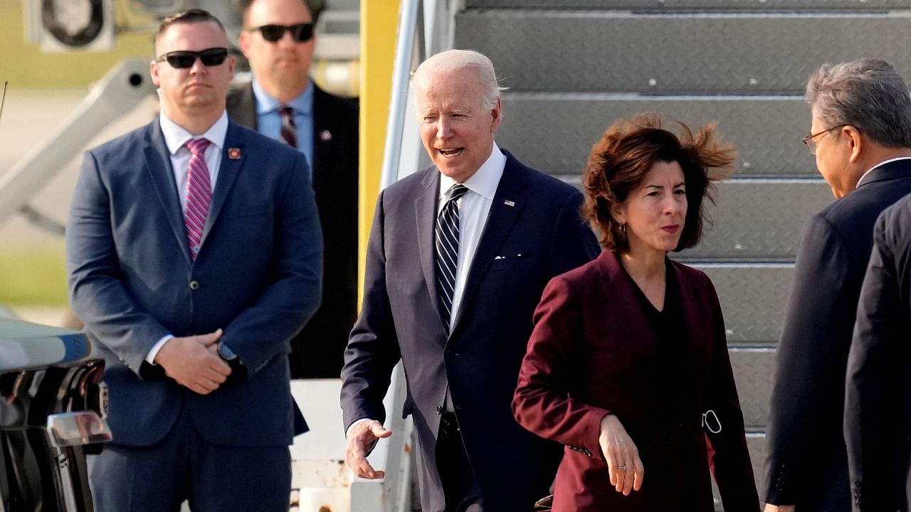 US President Joe Biden arrives at the Osan Air Base in Pyeongtaek, South Korea. Credit: Reuters Photo
