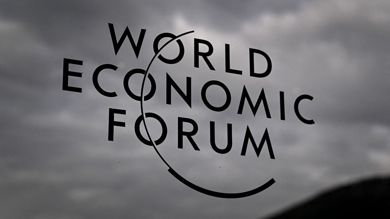 A sign of the World Economic Forum (WEF) is seen at the Congress centre during the WEF's annual meeting in Davos. Credit: AFP Photo