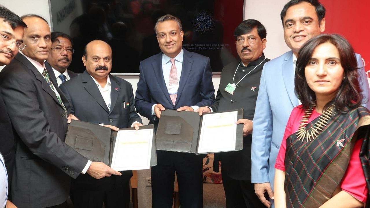 It was signed between Additional Chief Secretary (Commerce & Industry) EV Ramana Reddy and ReNew Power chairman and CEO Sumant Sinha. Credit: Special Arrangement