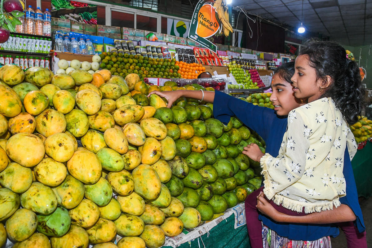 Children at an outlet in Lalbagh on Monday. DH Photo/S K Dinesh