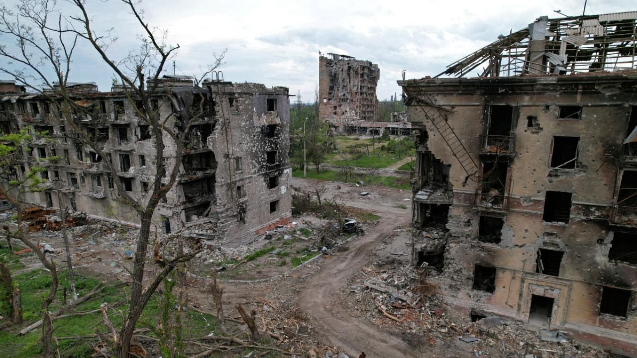 A view shows heavily damaged residential buildings in Mariupol. Credit: Reuters file photo