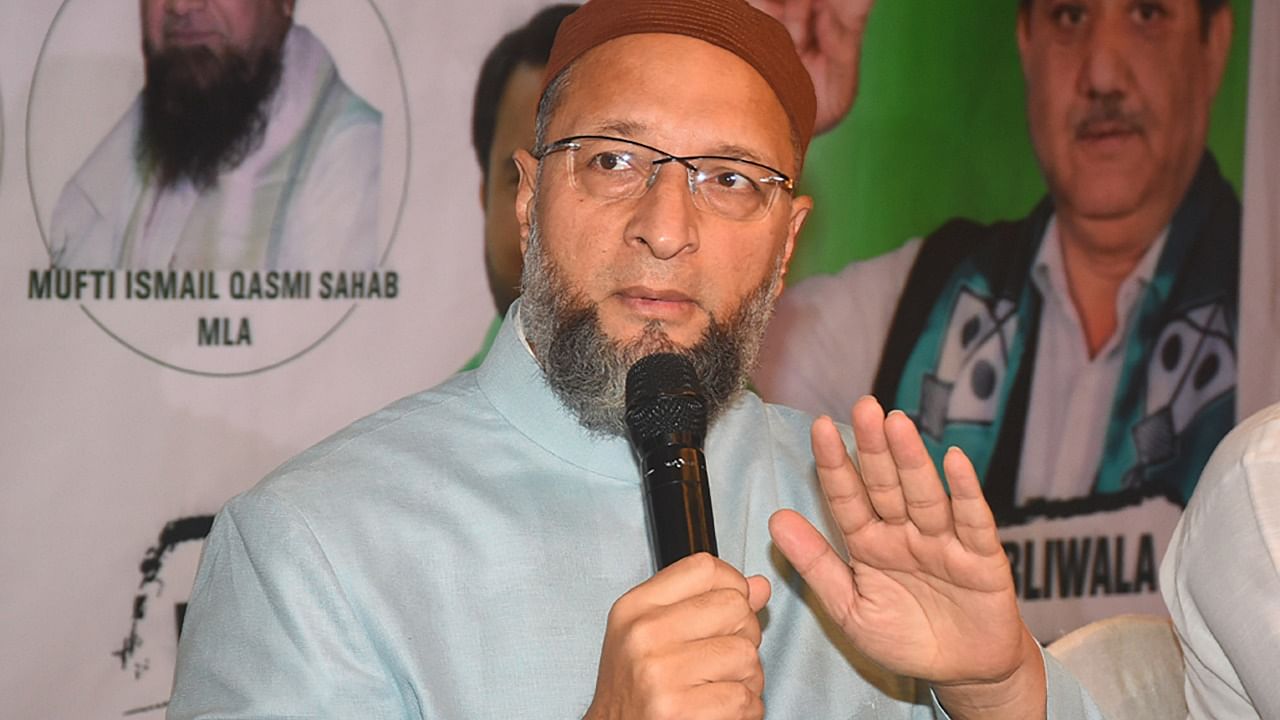 AIMIM President Asaduddin Owaisi speaks during a press conference, in Surat. Credit: PTI File Photo