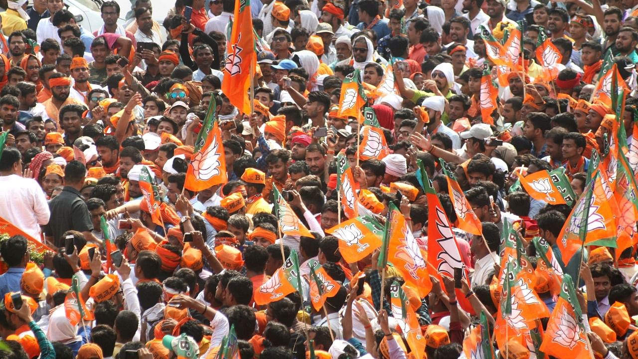 The army of Hindutva activists expects that the investment it is making now will prove that the law of diminishing returns, which economists consider to be infallible, is wrong. Credit: PTI Photo