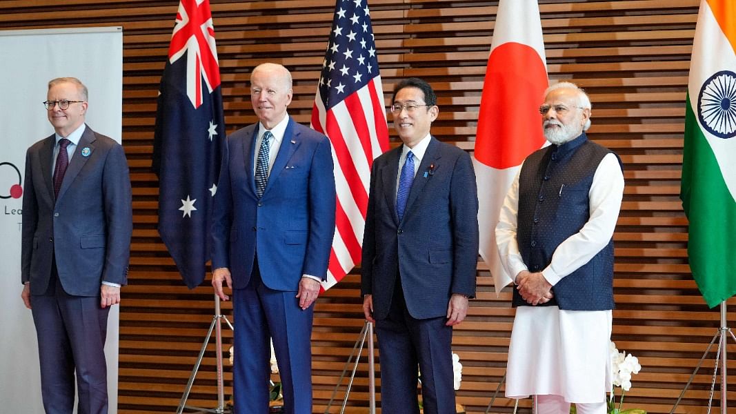 Tuesday's meeting marks the first in-person gathering of the group for Japanese Prime Minister Fumio Kishida as well as for Australia's new prime minister, Anthony Albanese. Credit: AFP Photo