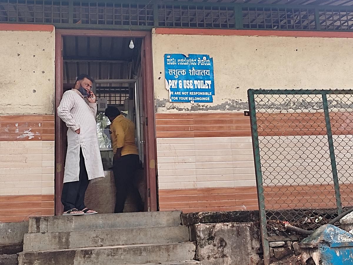 The men’s pay-and-use restroom outside the Cantonment railway station. BBMP has 401 functioning pay and use toilets, of which 82 are e-toilets.