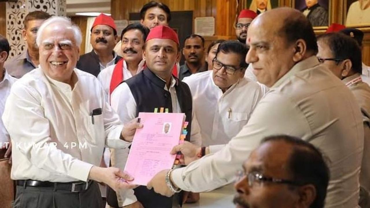Kapil Sibal files his nomination papers as an independent candidate for Rajya Sabha elections from Uttar Pradesh with Samajwadi Party's support. Credit: Special Arrangement
