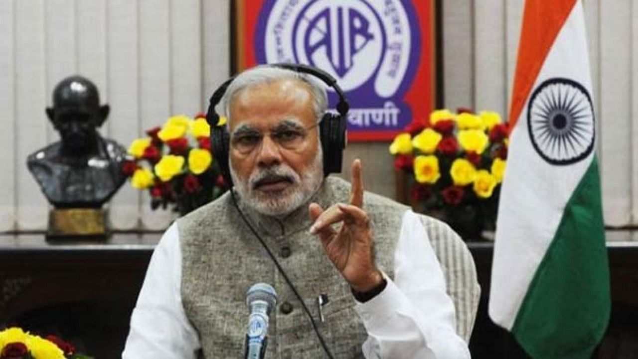 PM Modi during his monthly radio address Maan Ki Baat. Credit: DH Photo 