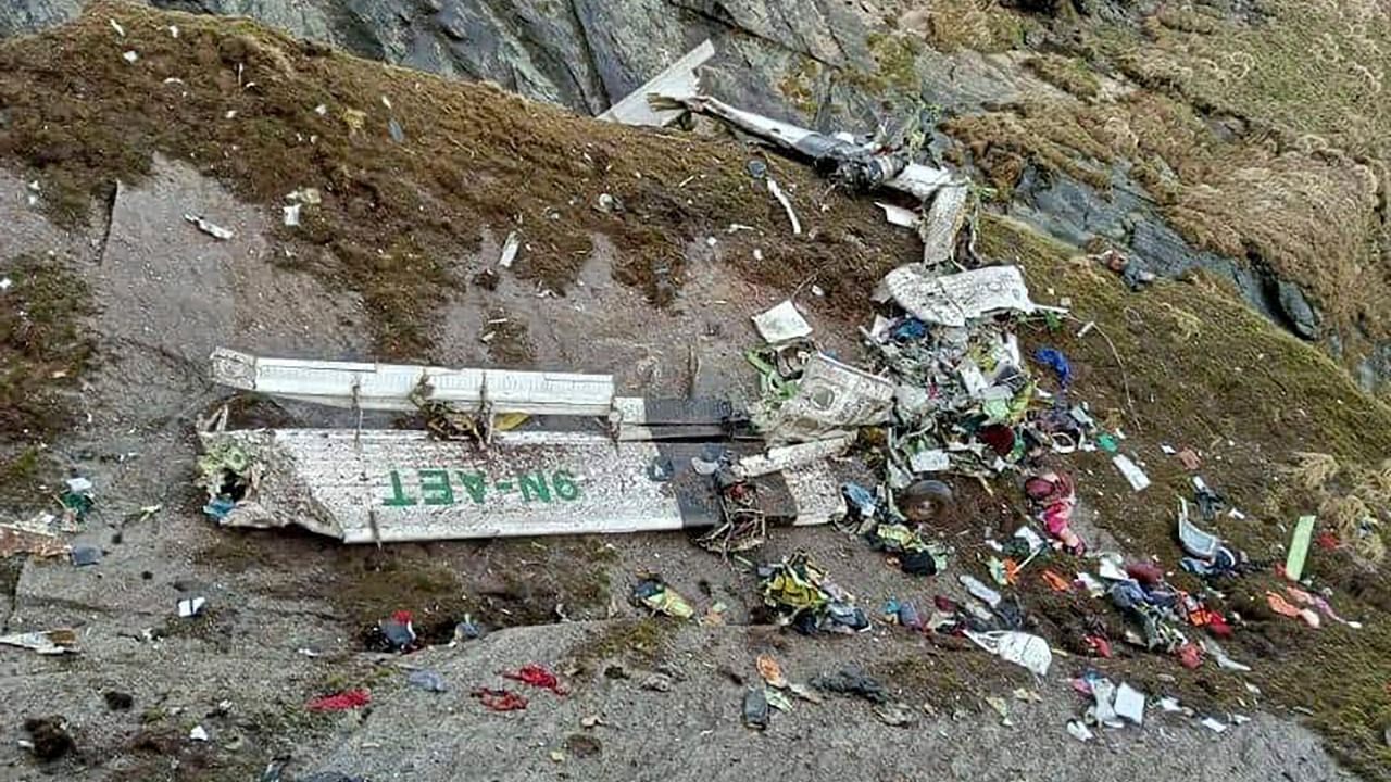 The wreckage of a Twin Otter aircraft, operated by Nepali carrier Tara Air. Credit: AFP Photo