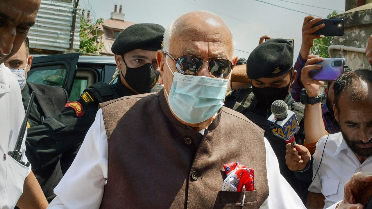  Former Chief Minister of Jammu and Kashmir Farooq Abdullah arrives at the office of Directorate of Enforcement. Credit: PTI Photo