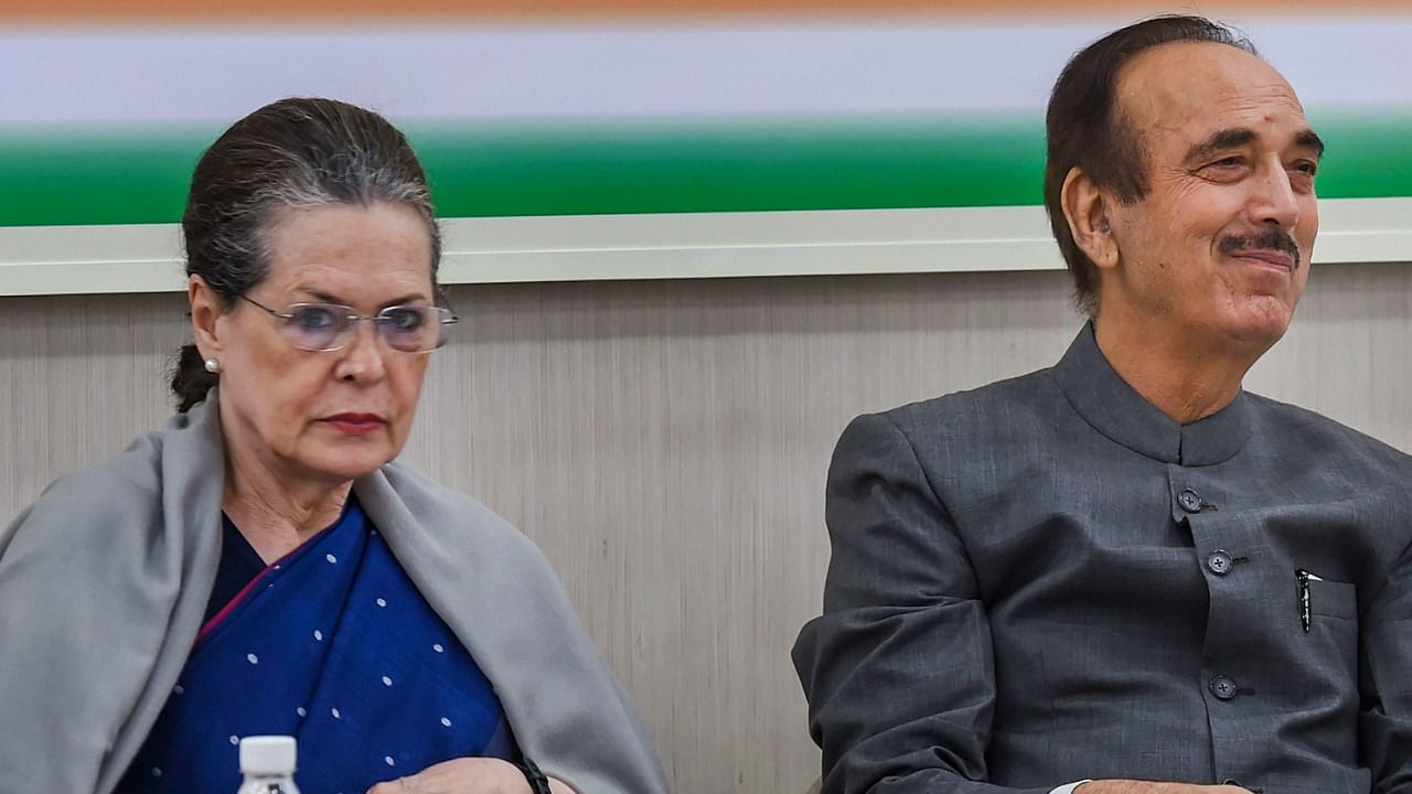 Congress chief Sonia Gandhi and party leader Ghulam Nabi Azad. Credit: PTI Photo