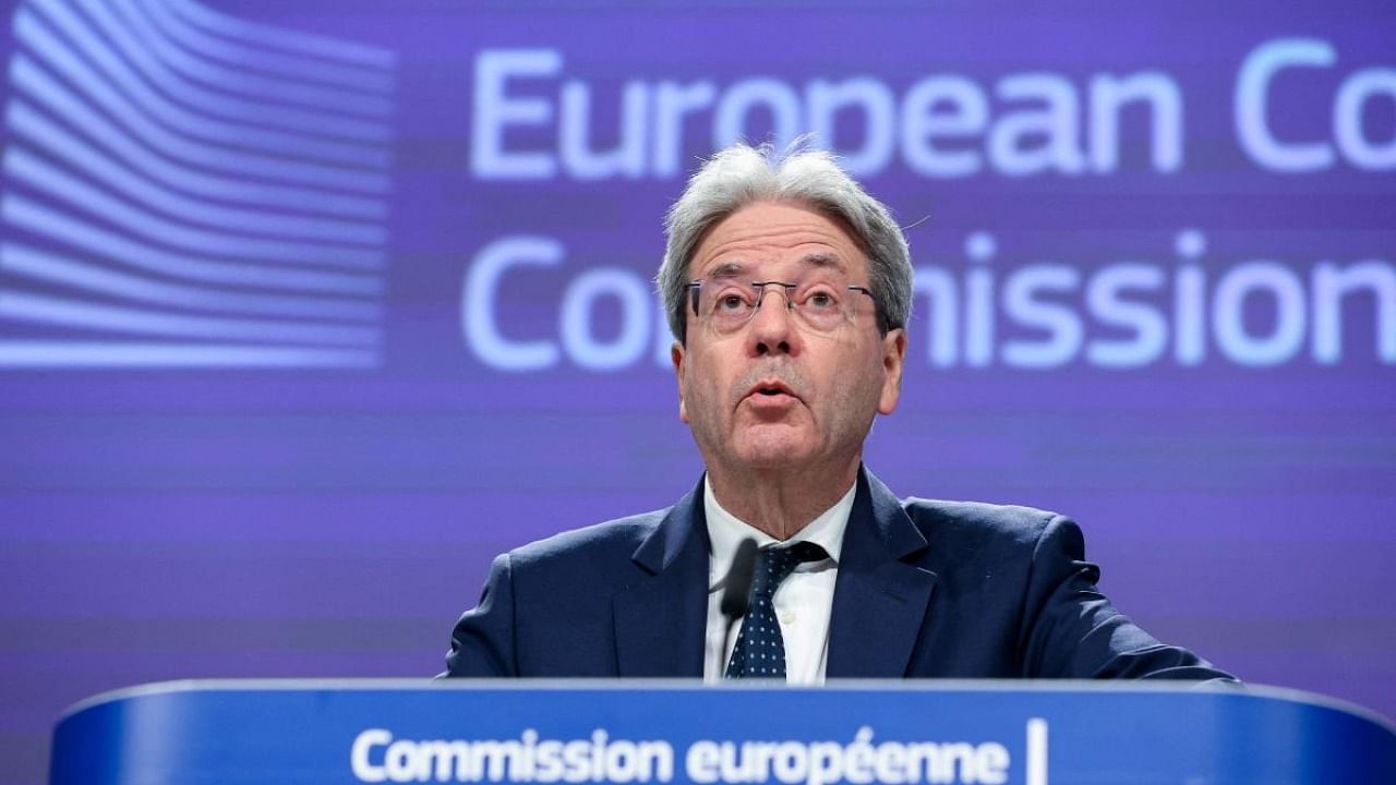 EU commissioner for Economy Paolo Gentiloni holds a press conference after the College meeting on the Convergence Report on Member States’ preparedness to join the euro area at the EU headquarters in Brussels. Credit: AFP Photo