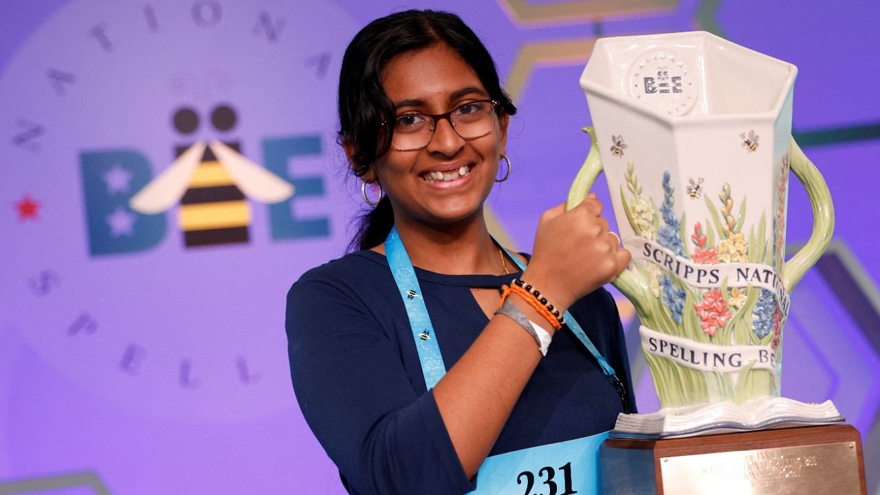 Harini Logan spelled 21 words correctly during a 90-second spell-off. Credit: Reuters Photo