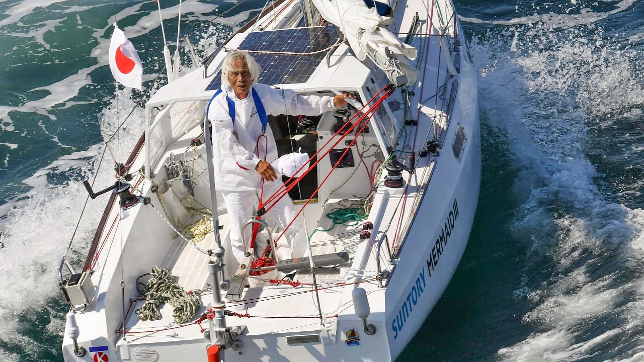 Horie's return to Japan makes him the world's oldest person to complete a solo, nonstop crossing of the Pacific. Credit: AP Photo