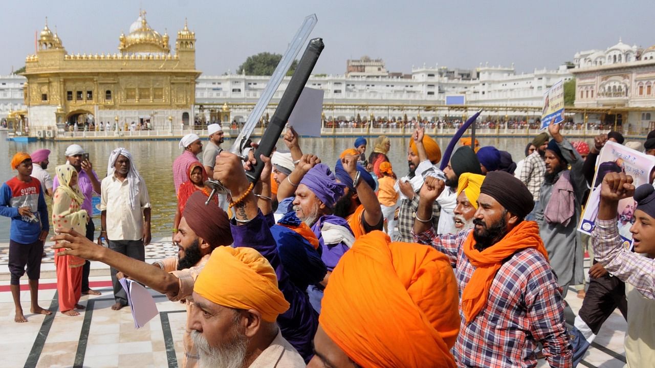 <div class="paragraphs"><p>The marbled premises of the Golden Temple near Akal Takht, the supreme temporal seat of the Sikhs, echoed with pro-Khalistan slogans. </p></div>