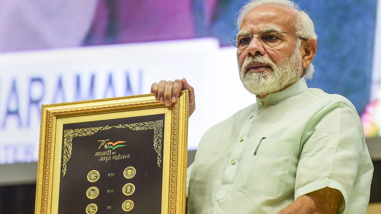 PM Modi launched a special series of coins on Monday. Credit: PTI Photo