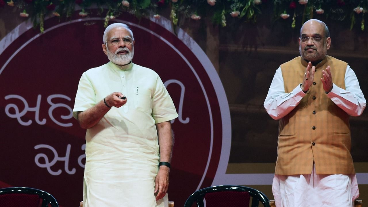 PM Narendra Modi and Union minister Amit Shah. Credit: AFP Photo