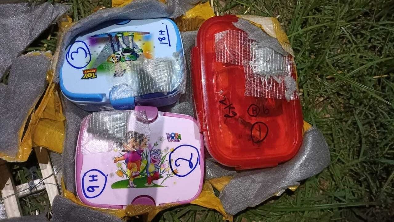 The IEDs were packed inside children's tiffin boxes. Credit: J&K Police