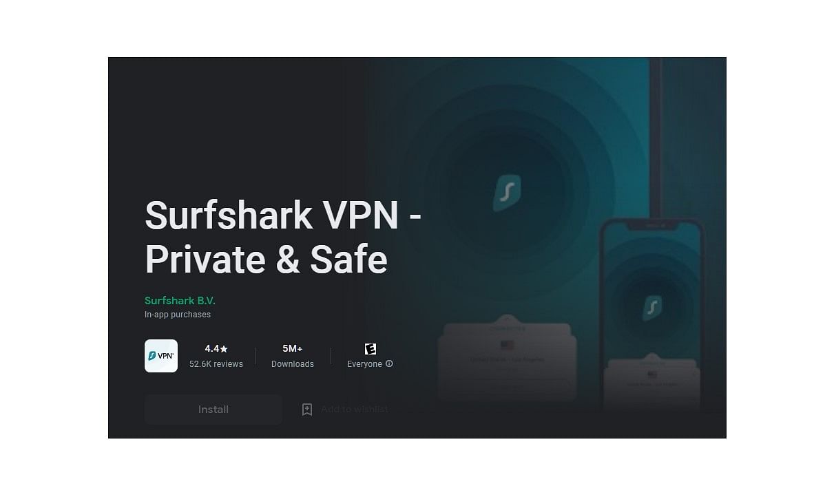 SurfShark VPN app on Google Play Store (screen-grab)