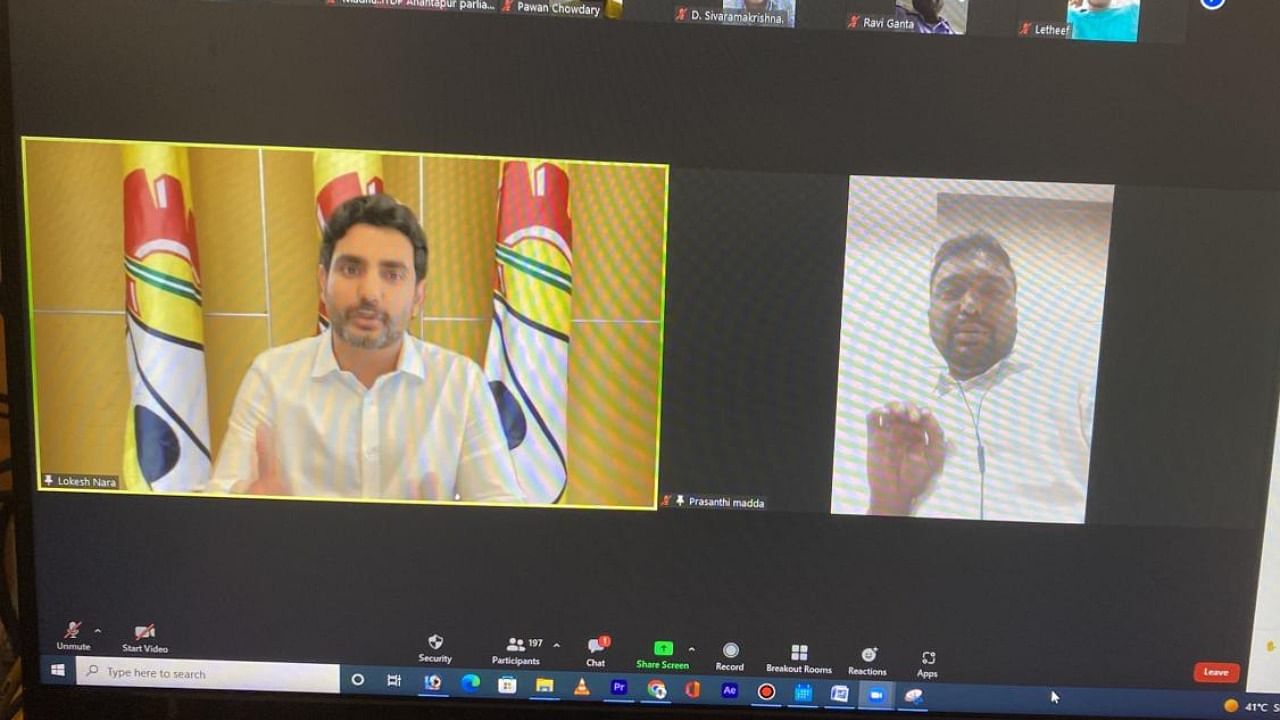 YSRCP former minister Kodali in TDP general secretary Lokesh's zoom meeting with 10th class students. Credit: Special arrangement