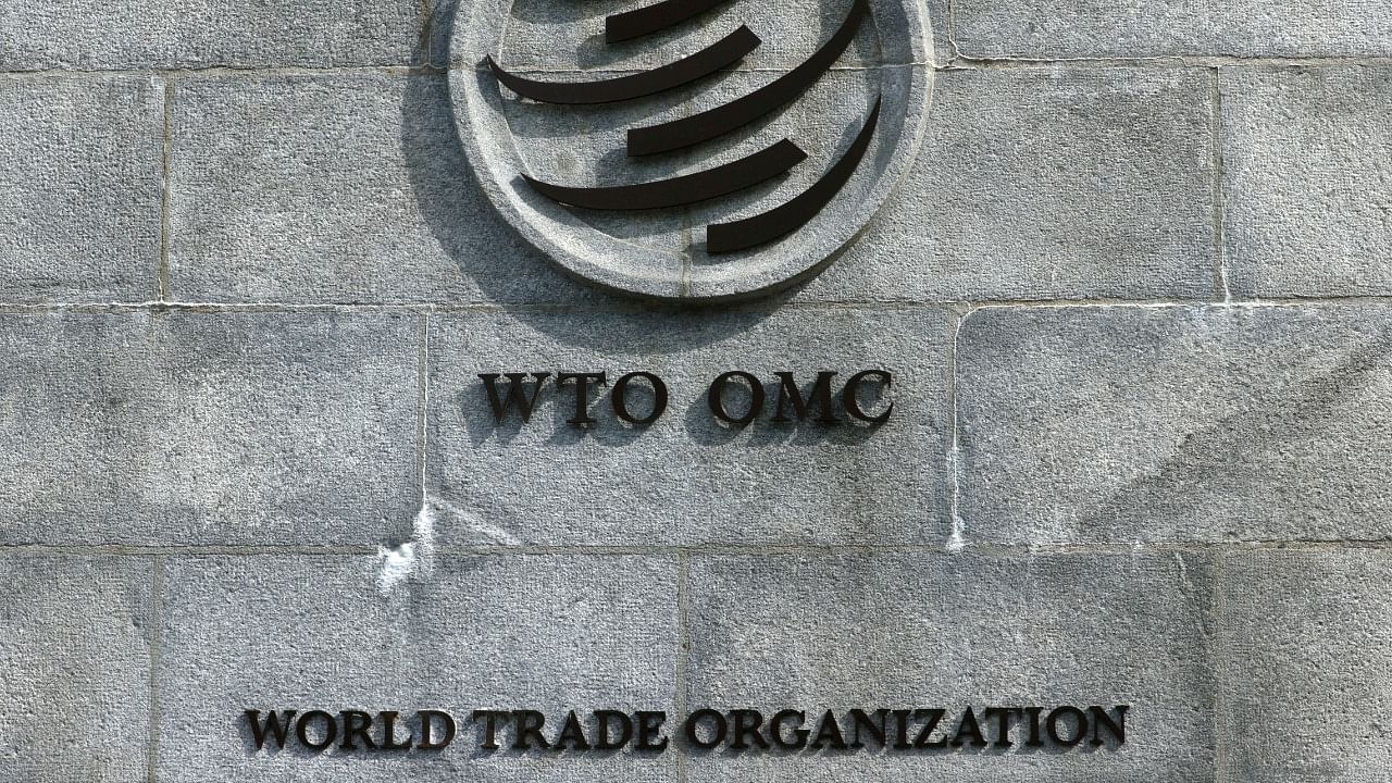 A logo is pictured outside the World Trade Organisation. Credit: Reuters Photo