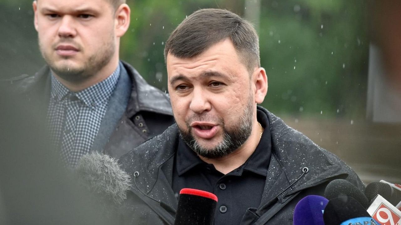 Denis Pushilin (C), leader of the separatists in the self-proclaimed Donetsk People's Republic (DNR). Credit: AFP File Photo