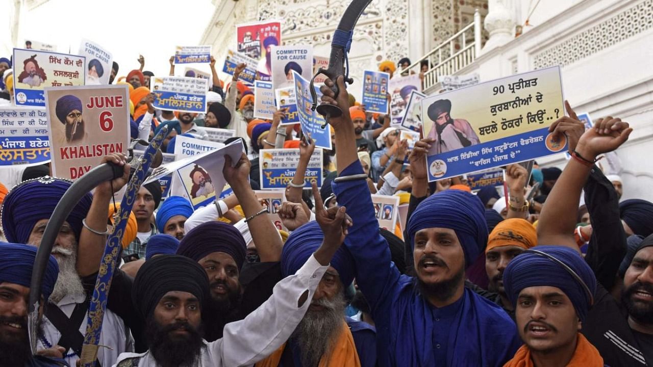 Pro-Khalistan slogans were raised on the occasion of the 38th anniversary of Operation Blue Star, in Amritsar. Credit: AFP Photo