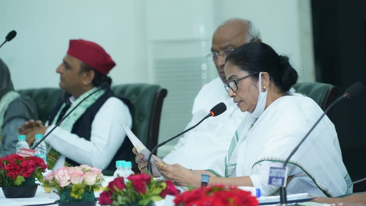 TMC chief Mamata Banerjee heads Opposition meeting on presidential poll. Credit: Special Arrangement