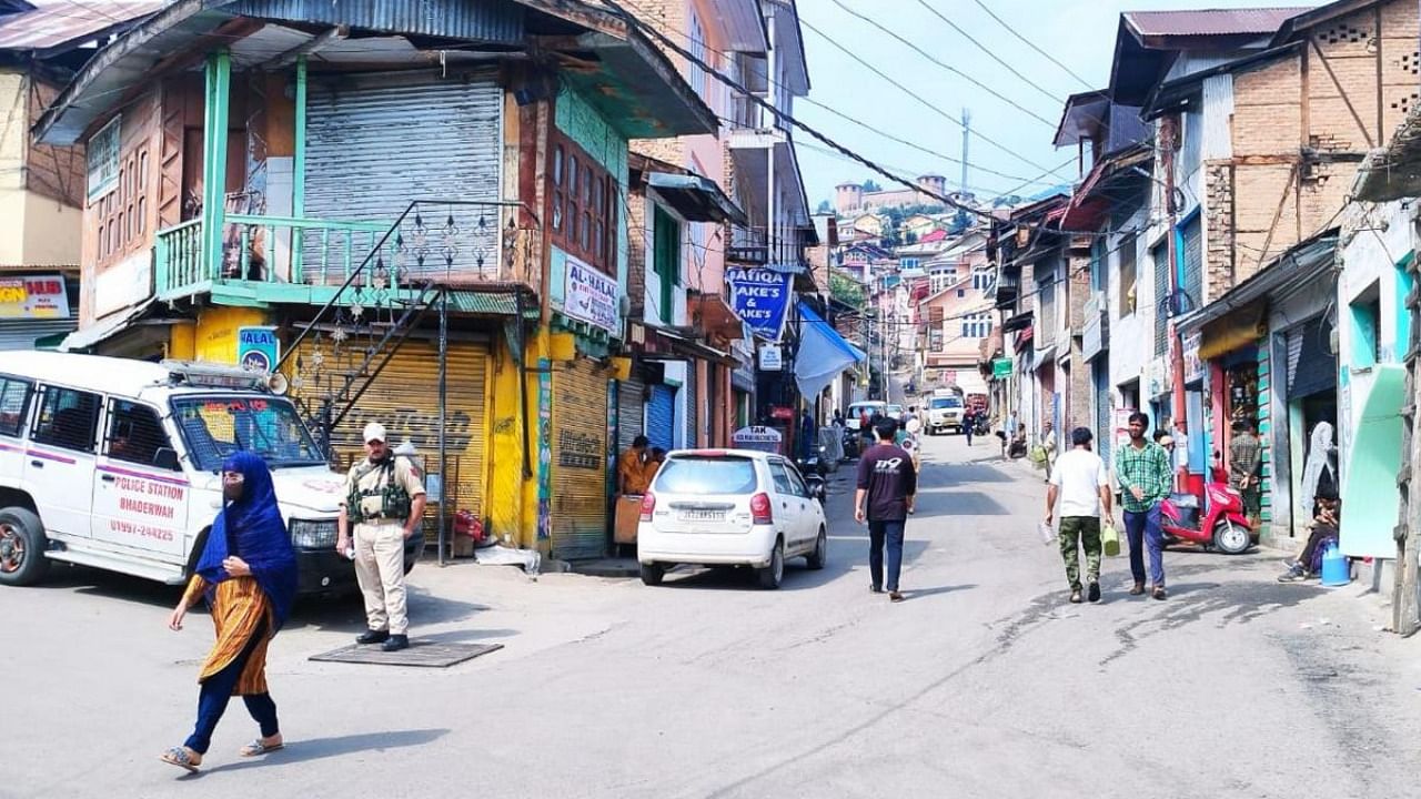 View of streets as authorities relaxed the curfew for three hours from 9am to 12pm, in Bhaderwah town of Kishtwar district, Thursday, June 16, 2022. Credit: PTI Photo