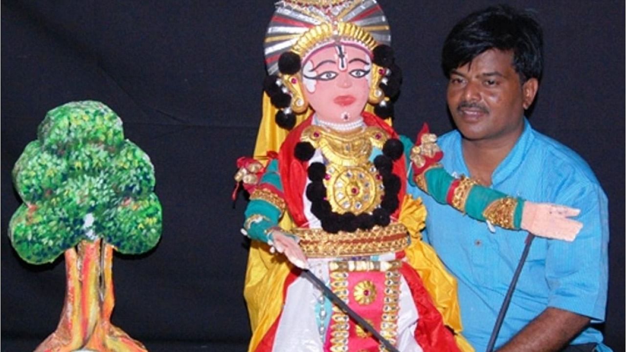 Yakshagana takes place through puppets. Credit: DH Photo